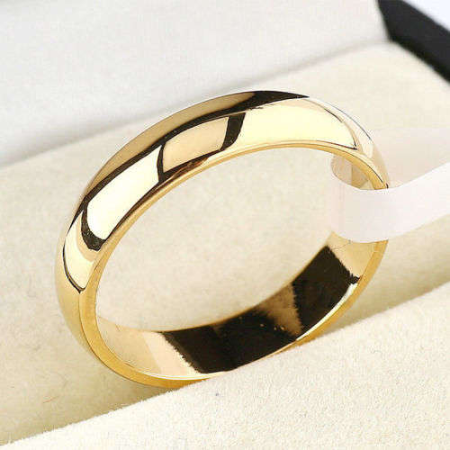 4mm Stainless Steel Polished Wedding Engagement Ring Gold Size 9