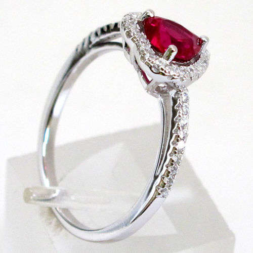 DELIGHTFUL HEART CUT RUBY 925 STERLING SILVER RING SIZE 8