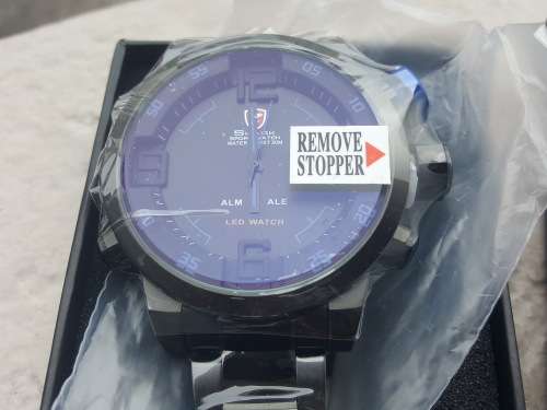 GENUINE Shark Digital LED Date Big Face Silver Black Quartz Sport Wrist Watch Ref62