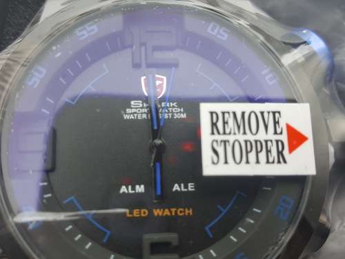 GENUINE Shark Digital LED Date Big Face Silver Black Quartz Sport Wrist Watch Ref62