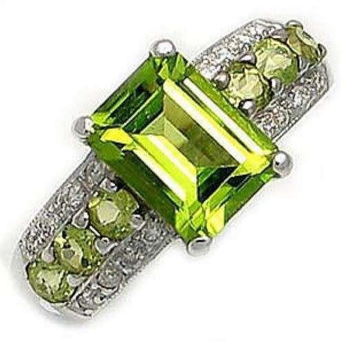 Green stone 18K Gold Filled Engagement Band Rings - Size 8