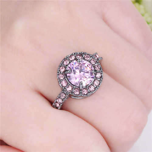 Size 8 Pink Sapphire 10K black Gold Filled Fashion Ring