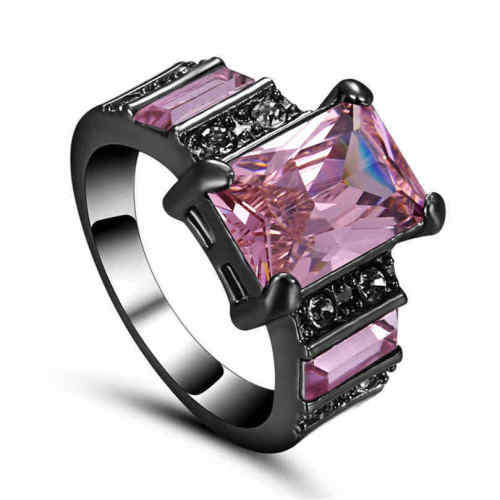 Pink Sapphire 10K Black Gold Filled Ring Size 7
