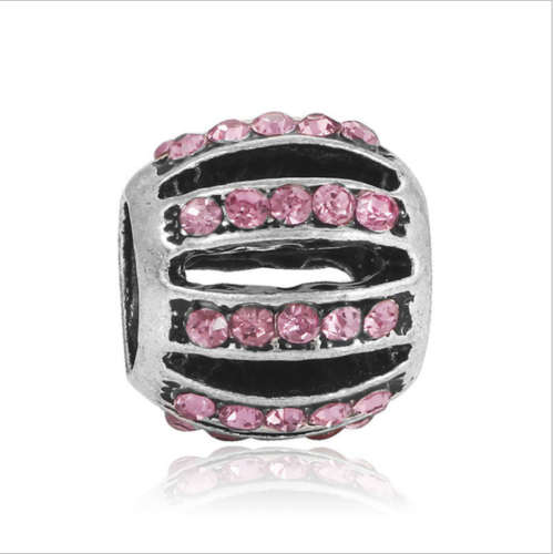 Pink Macroporous Charm Loose Bead Fit Sterling Bracelet