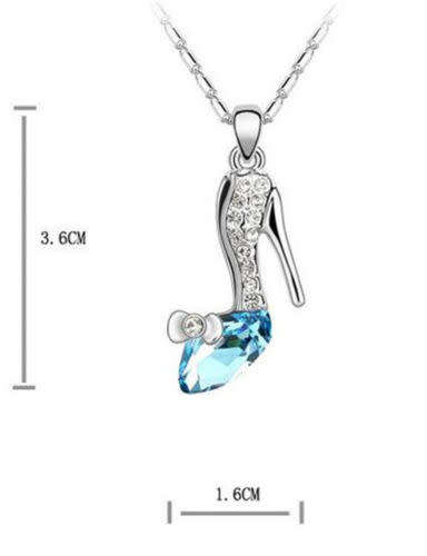 Blue Crystal Rhinestone High heels Silver Chain