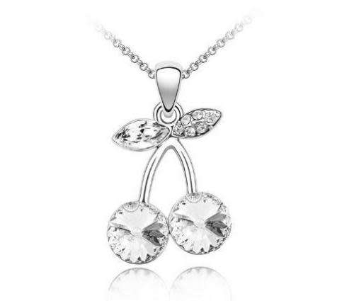 Cherry White Crystal Rhinestone Silver Chain