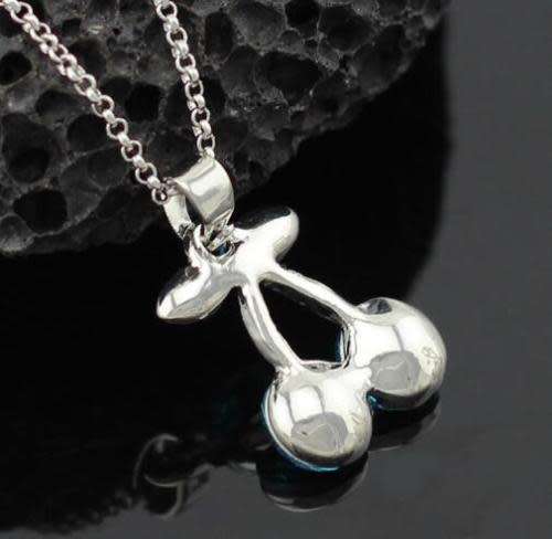 Cherry White Crystal Rhinestone Silver Chain