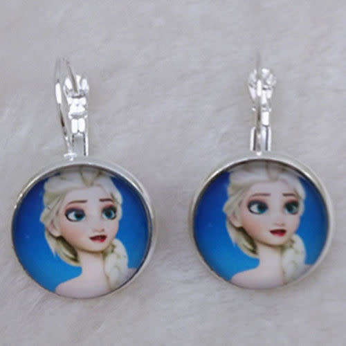 FROZEN Tibet silver Glass Earrings ROYAL PRINCESS Anna & Elsa