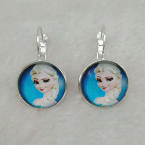 FROZEN Tibet silver Glass Earrings ROYAL PRINCESS Anna & Elsa