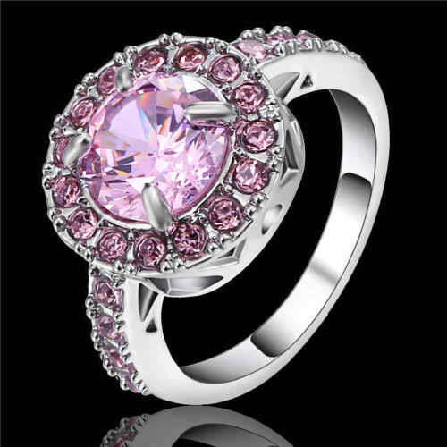 Pink Topaz White Gold Filled Round Cut Wedding Ring Size 8