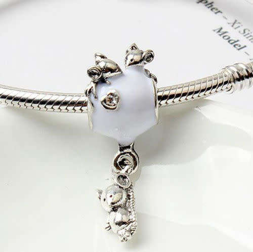 1PCS White balloon Charm Pendant Bead Fit European Bracelet