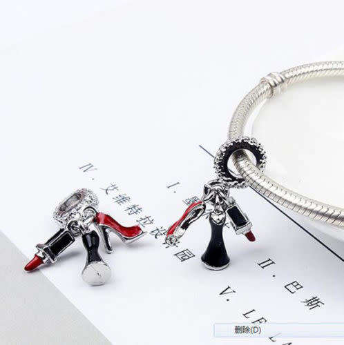 Lipstick high heels Dangle Bead For European 925 Silver Charms Bracelet