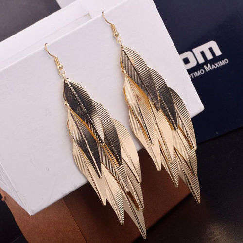 Fashion Long Tassel Metal Ear Stud Dangle Hook Earrings