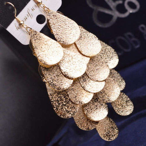 Fashion Long Tassel Metal Ear Stud Dangle Hook Earrings