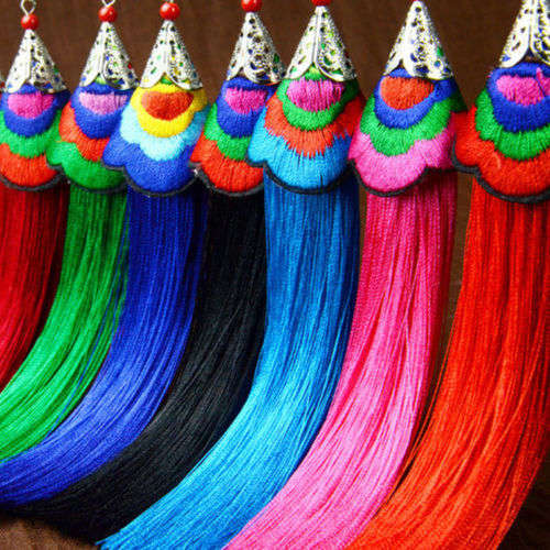 Fashion Bohemian Earrings Vintage Boho Long Tassel - Red