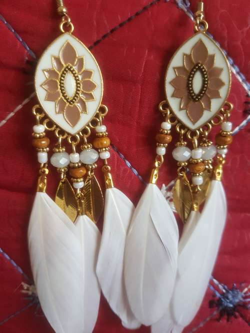 Fashion Bohemian Feather Tassel Dangle Earrings