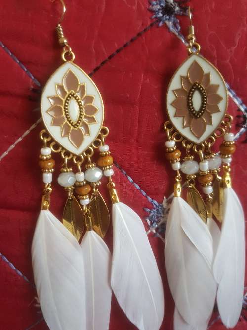 Fashion Bohemian Feather Tassel Dangle Earrings