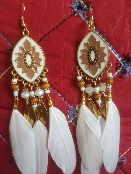 Fashion Bohemian Feather Tassel Dangle Earrings