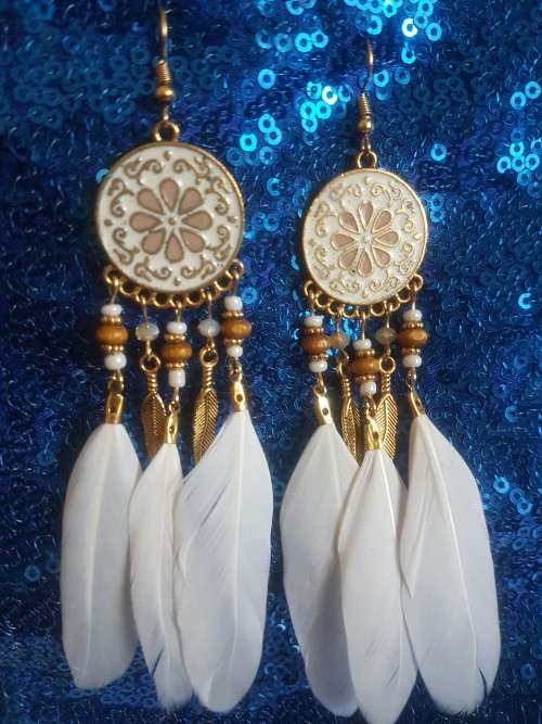 Fashion Bohemian Feather Tassel Dangle Earrings