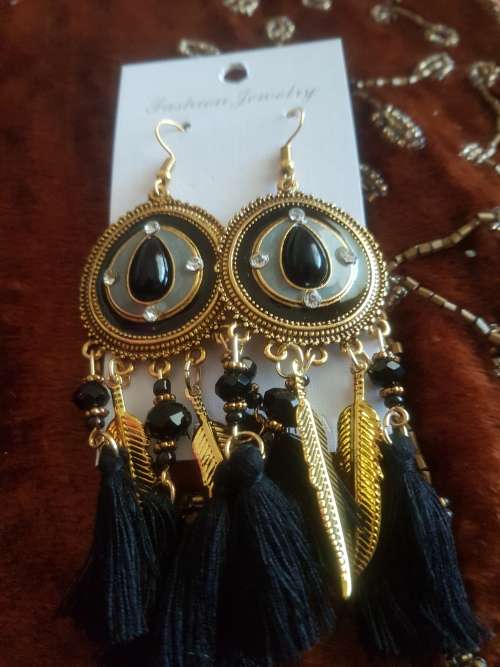 Fashion Bohemian Feather Tassel Dangle Earrings