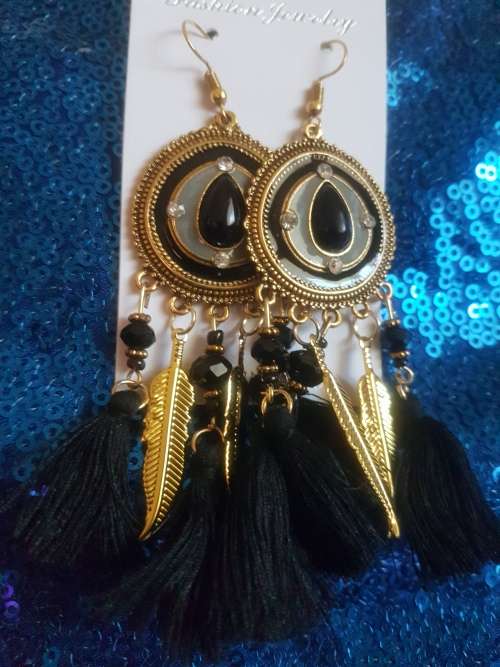 Fashion Bohemian Feather Tassel Dangle Earrings