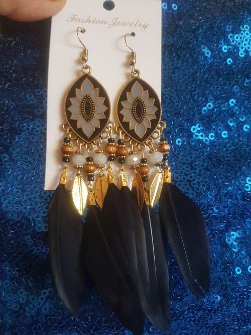 Fashion Bohemian Feather Tassel Dangle Earrings
