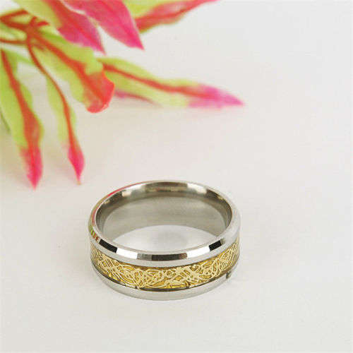 8mm Stainless Steel Silver Celtic Inlaid Size 9