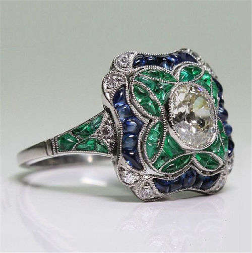 Huge Sapphire Silver Jewelry Engagement Ring Sz 10