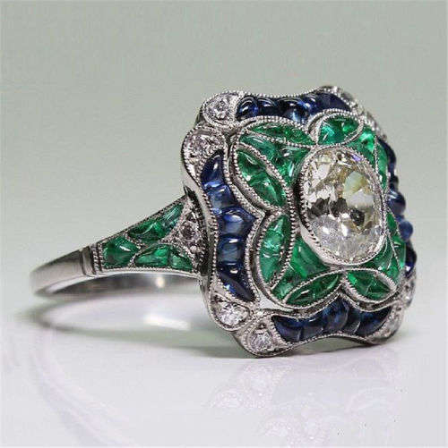 Huge Sapphire Silver Jewelry Engagement Ring Sz 10