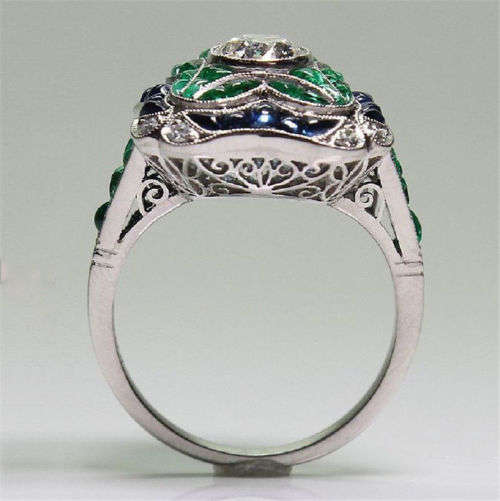 Huge Sapphire Silver Jewelry Engagement Ring Sz 10