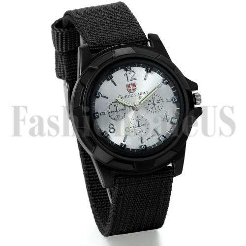 Men's Military Quartz Analog Wristwatches Fabric Sport Watch - Blue