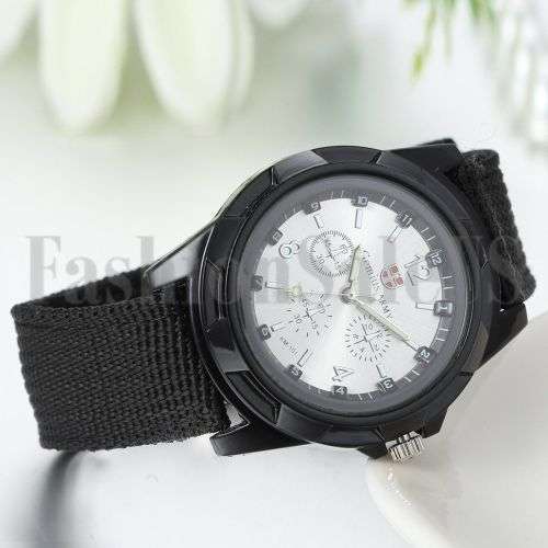 Men's Military Quartz Analog Wristwatches Fabric Sport Watch - Blue