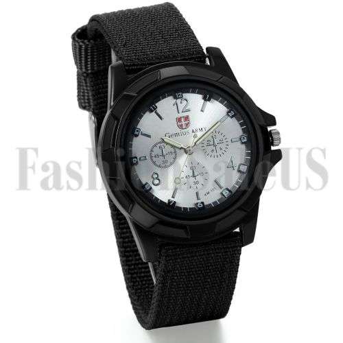 Men's Military Quartz Analog Wristwatches Fabric Sport Watch - Blue