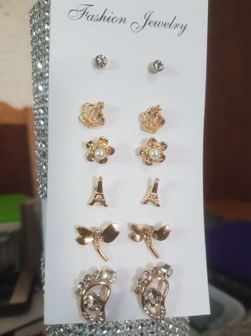 6 Pairs/set Vintage Gold Big Round Circle Hoop Dangle Earrings