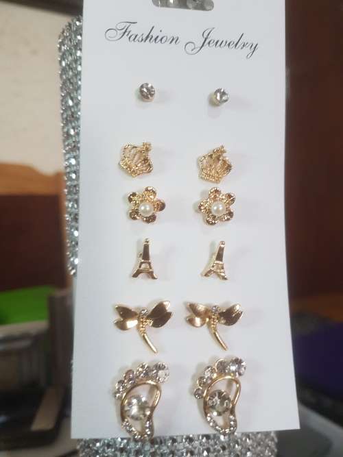 6 Pairs/set Vintage Gold Big Round Circle Hoop Dangle Earrings