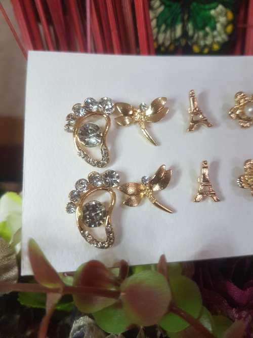 6 Pairs/set Vintage Gold Big Round Circle Hoop Dangle Earrings