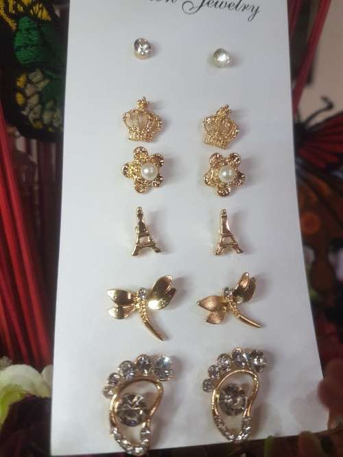 6 Pairs/set Vintage Gold Big Round Circle Hoop Dangle Earrings