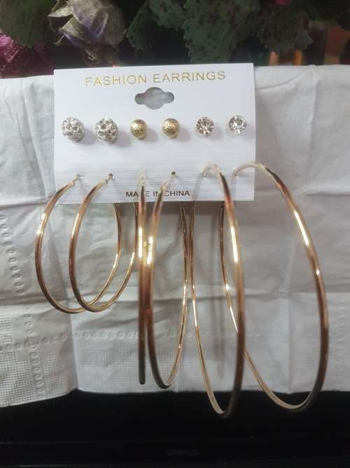 6 Pairs/set Vintage  Big Round Circle Hoop Dangle Earrings