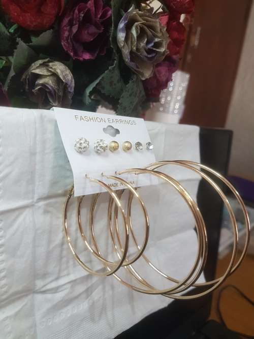 6 Pairs/set Vintage  Big Round Circle Hoop Dangle Earrings