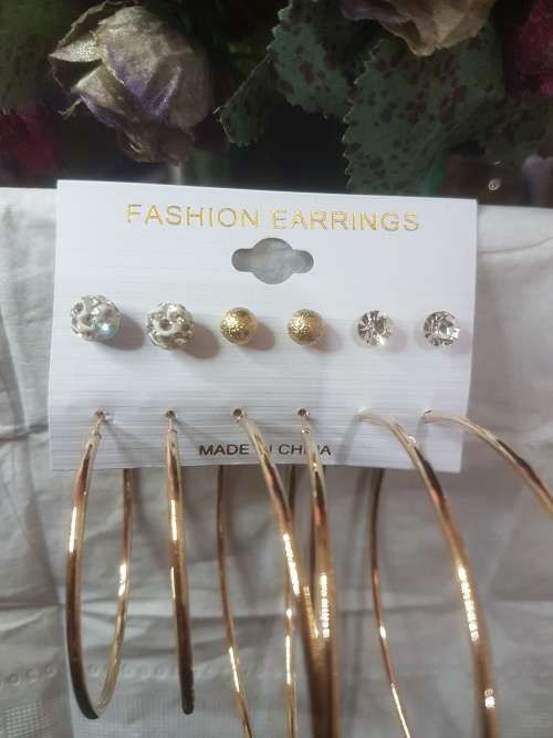 6 Pairs/set Vintage  Big Round Circle Hoop Dangle Earrings