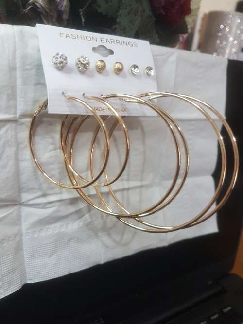 6 Pairs/set Vintage  Big Round Circle Hoop Dangle Earrings