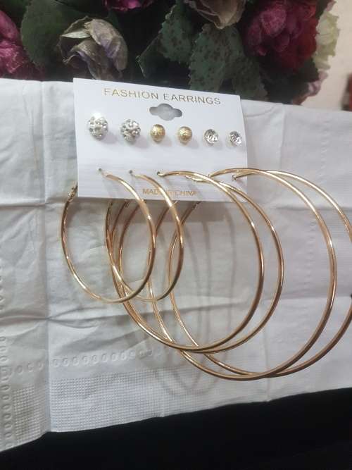 6 Pairs/set Vintage  Big Round Circle Hoop Dangle Earrings
