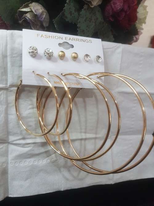 6 Pairs/set Vintage  Big Round Circle Hoop Dangle Earrings