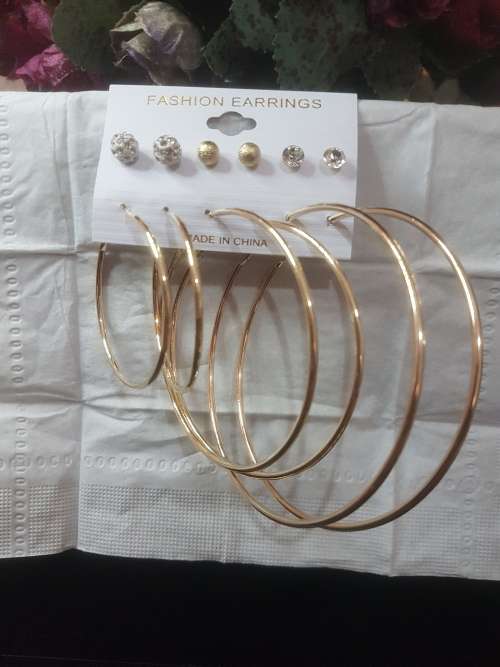 6 Pairs/set Vintage  Big Round Circle Hoop Dangle Earrings