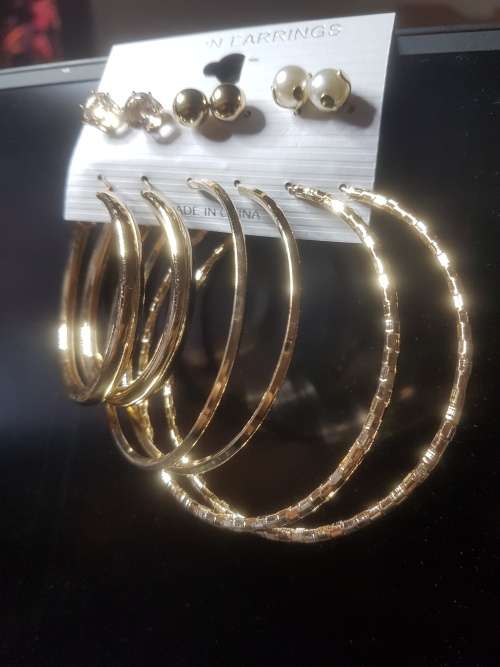 6 Pairs/set Vintage  Big Round Circle Hoop Dangle Earrings