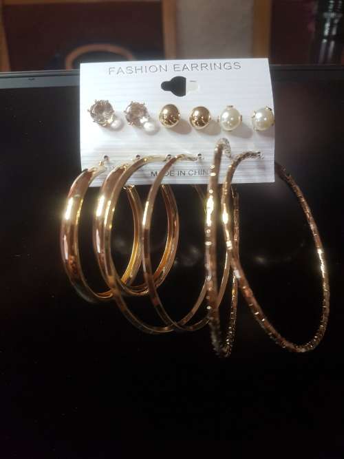 6 Pairs/set Vintage  Big Round Circle Hoop Dangle Earrings