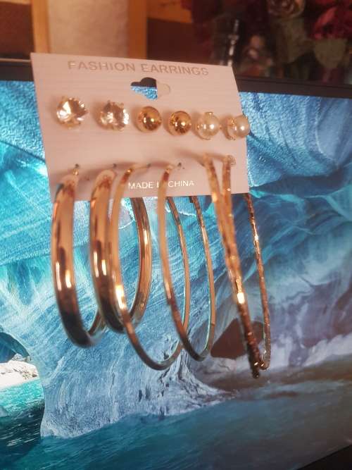 6 Pairs/set Vintage  Big Round Circle Hoop Dangle Earrings