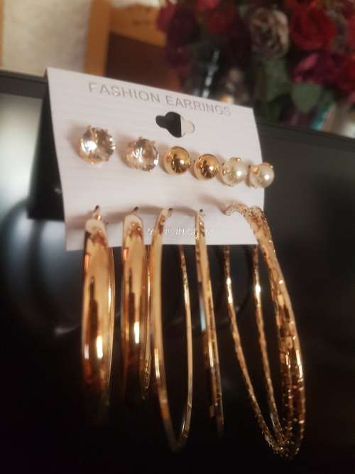 6 Pairs/set Vintage  Big Round Circle Hoop Dangle Earrings