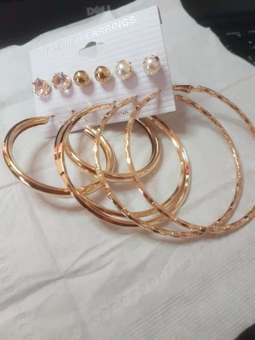 6 Pairs/set Vintage  Big Round Circle Hoop Dangle Earrings