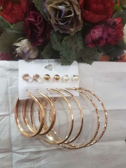 6 Pairs/set Vintage  Big Round Circle Hoop Dangle Earrings